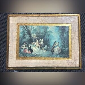 Vintage Framed Art Print with Gold Accents